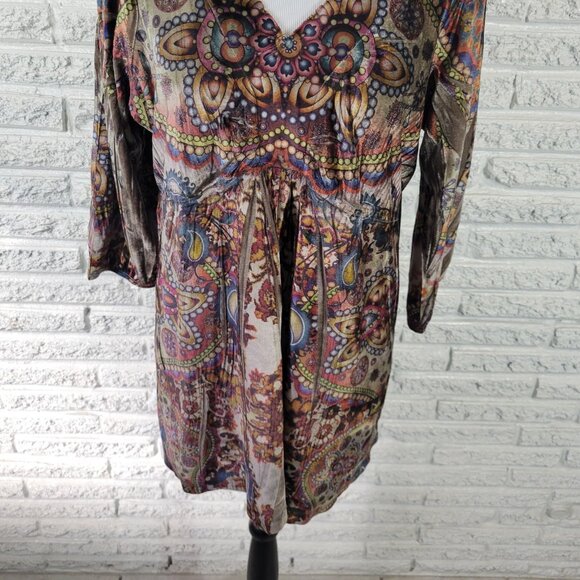 Live Let Live Womens Top 1X Plus Tunic 3/4 Sleeve Velour Gray Geometric GEO246E - Picture 4 of 10